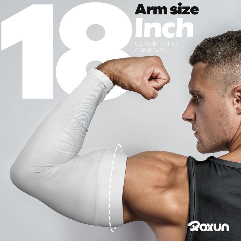 ROXUN Plus Size Arm Sleeves, UV Sun Protection Cooling Sports Arm Cover Compression for Men/Women - Image 3